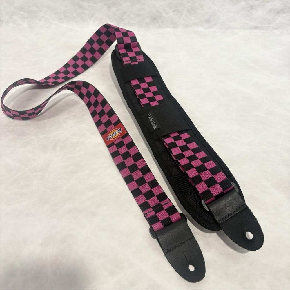 Dickies Pink Black Checkered Guitar Strap Planet Waves Padded Shoulder Y2K Punk‎